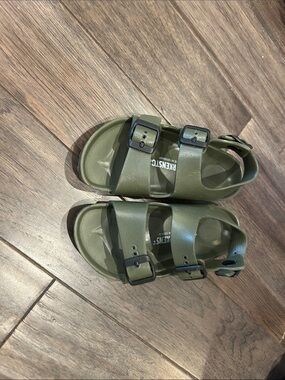 Birkenstock Kids Olive Green Double Buckle Sandals